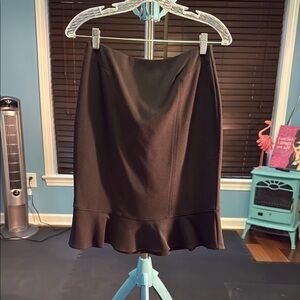 White House Black Market black Ruffled Pencil Skirt